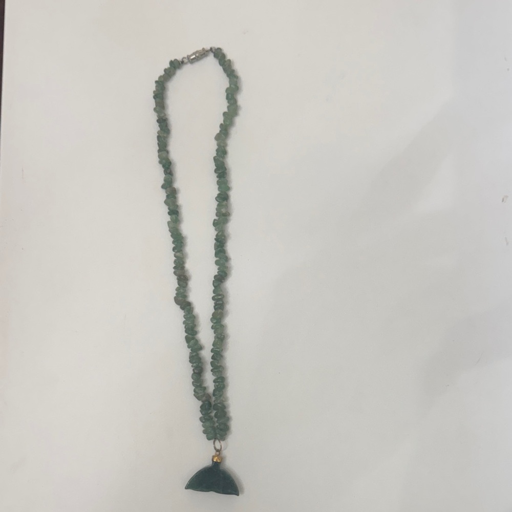 Green Beaded Pendant Necklace - Women's Jewelry Jade